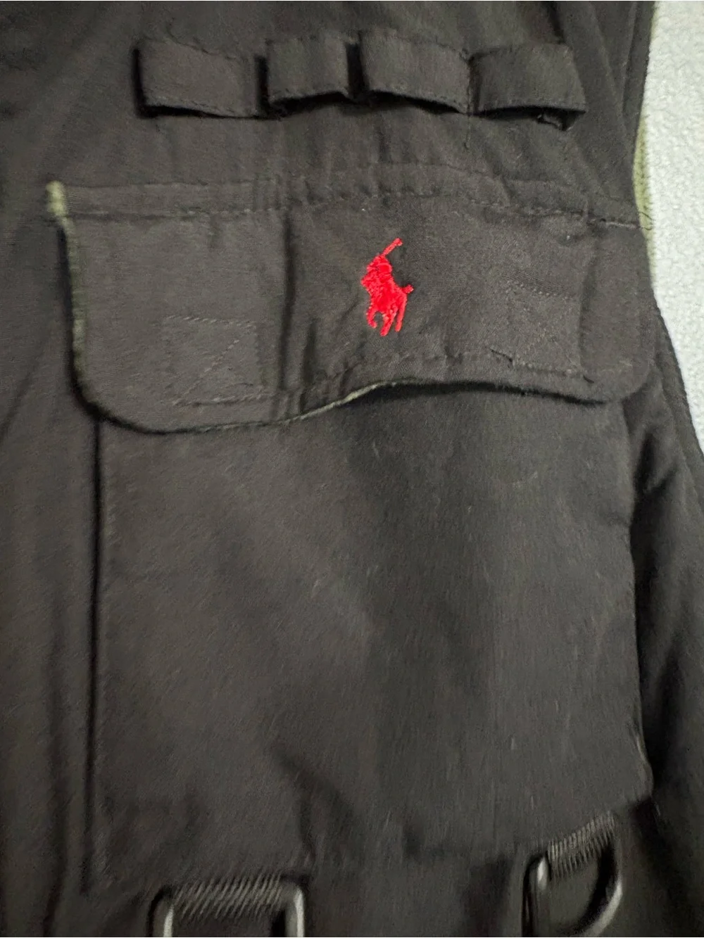 Vintage Polo Jeans Co Ralph Lauren Utility Fishing Vest Black Fleece Lined Sz L